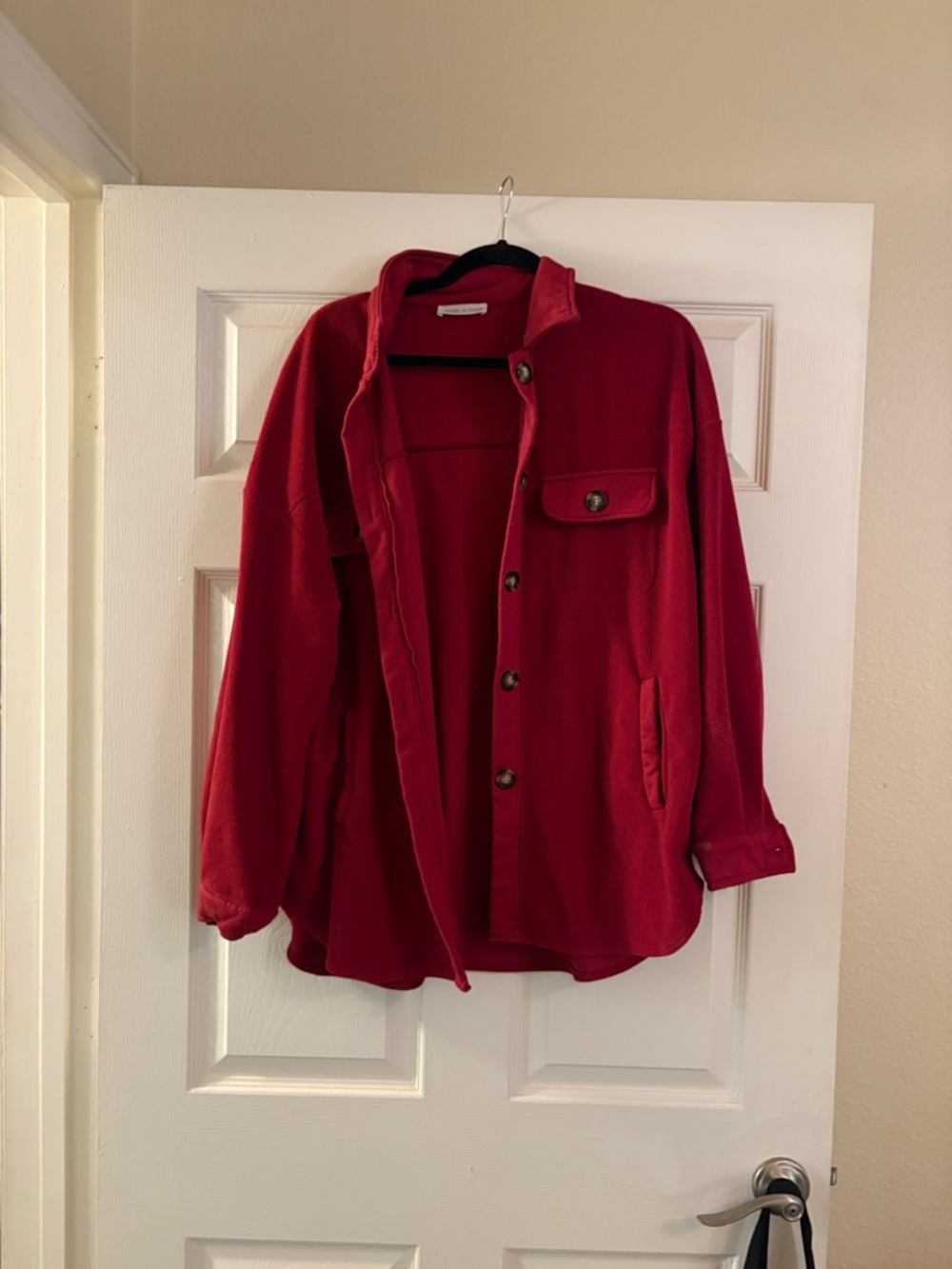 Red Women's Button-Front Fleece Jacket